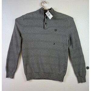 New Chaps Men's Sz S Gray 100% Cotton Sweater Pullover 1/4 Button Casual Dad